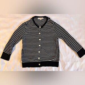 Ann Taylor LOFT Black & White Striped Button Up Cardigan Size Small